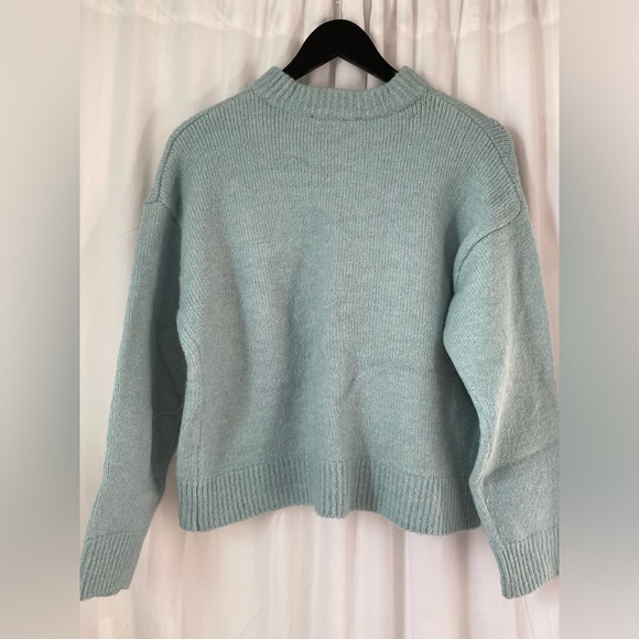 Zara turquoise cropped crew sweater. Size M - Picture 4 of 5